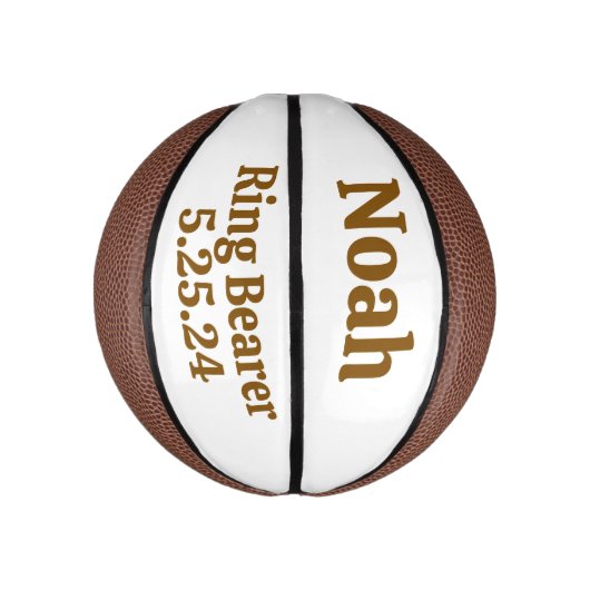 Aangepaste trouwring drager Keepsake basketbal (Verticaal)