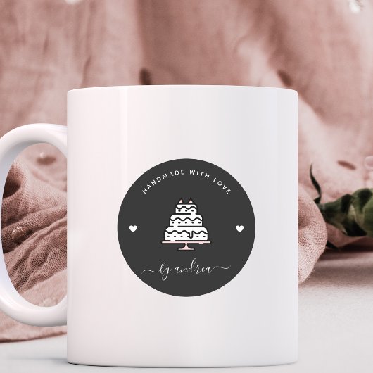 Aangepaste Trouwtaart Handgemaakt met Love Bakery Ronde Sticker