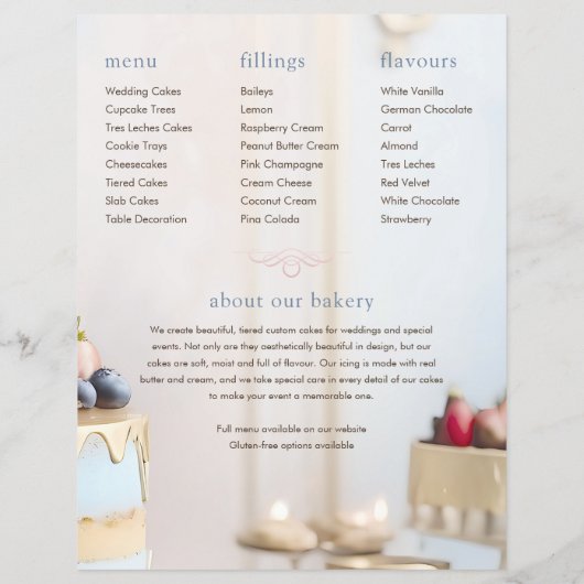 Aangepaste Trouwtaarten Bakery Flyer Sjabloon (Achterkant)