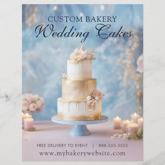 Aangepaste Trouwtaarten Bakery Flyer Sjabloon (Voorkant)