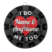 Aangepaste Trouwtekst Wit Zwart Houtskool Rood Har Dartbord (Voorkant)