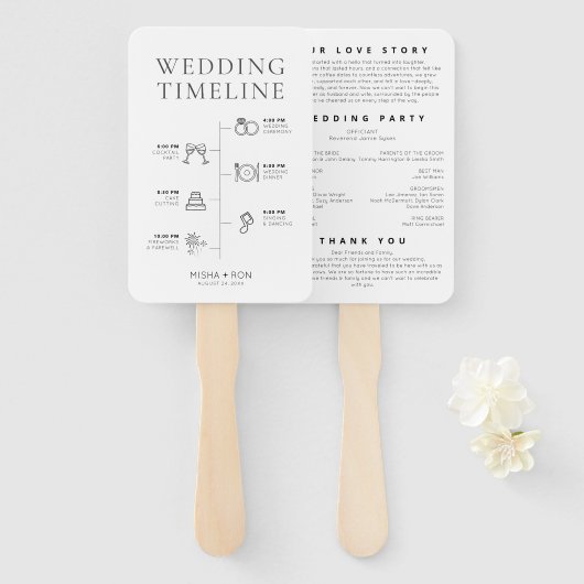 Aangepaste trouwtijdlijn, trouwvolgorde van gebeur handwaaier (Voorkant en achterkant)