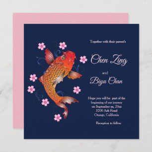 Aangepaste Trouwuitnodiging met Koi Vissen Kaart