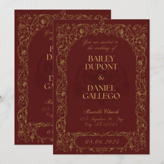 aangepaste trouwuitnodigingen kaart (Voorkant / Achterkant)