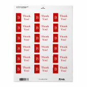 Aangepaste True Red Monogrammed dank u geschenk la Etiket (Full Sheet)