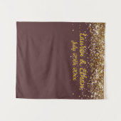 Aangepaste Truffel Bruine en Gouden Trouwfoto boot Wandkleed (Voorkant (horizontaal))