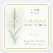 Aangepaste Tuberose Mint & Vanille Handgemaakte Ze Vierkante Sticker (Voorkant)