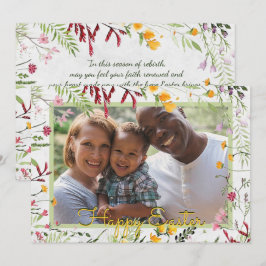 Aangepaste tuin bloemenfoto Pasen Feestdagenkaart