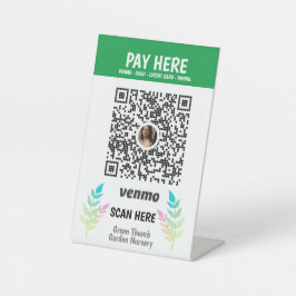 Aangepaste tuin Nursery QR Code Venmo betaal hier Reclamebord Met Voetstuk