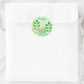 Aangepaste tuinbloemen en -bladeren ronde sticker (Tas)