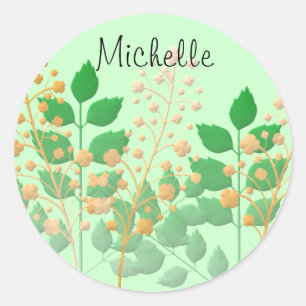 Aangepaste tuinbloemen en -bladeren ronde sticker