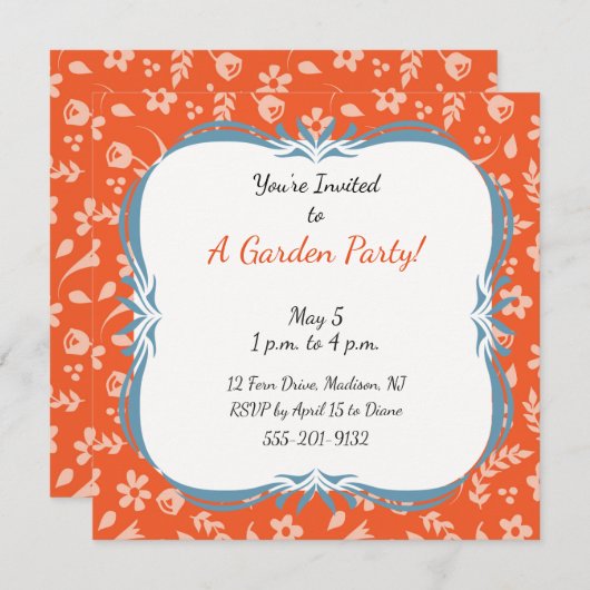 Aangepaste tuinbouwpartij Aannodiging Sinaasappel  Kaart (Voorkant / Achterkant)