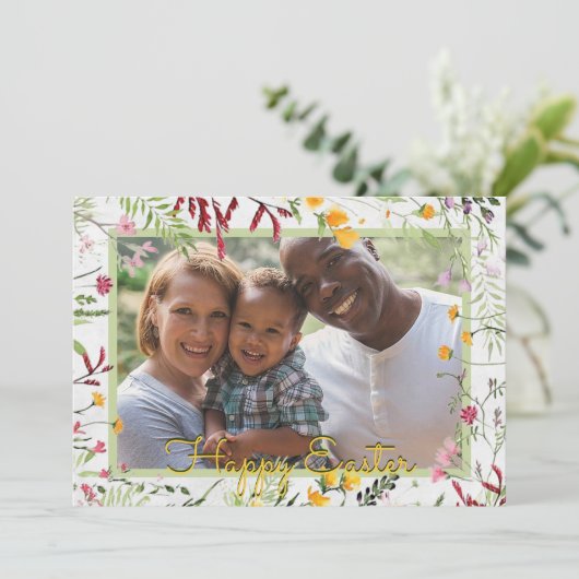 Aangepaste tuingriepfoto Pasen Feestdagenkaart (Staand voorkant)