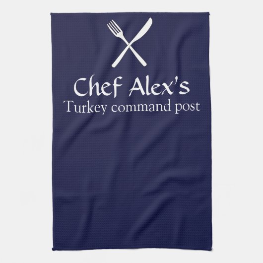 Aangepaste 'Turkey Command Post' Thanksgiving Theedoek (Verticaal)
