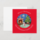 Aangepaste Turkse Angora Kitty Cat Kerstmis Feestdagenkaart (Voorkant / Achterkant)