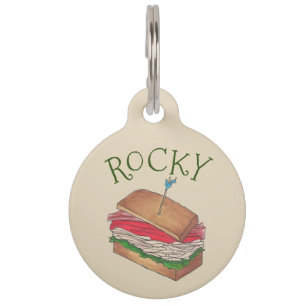 Aangepaste Turkse club Sandwich Food Foodie Dog Huisdierpenning