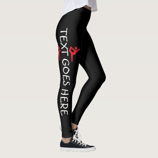 Aangepaste Turnen Naam Design Over Zwart Leggings (Rechts)