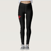 Aangepaste Turnen Naam Design Over Zwart Leggings (Voorkant)
