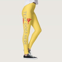 Aangepaste Turnnaam Ontwerp Over Mosterdgeel Leggings