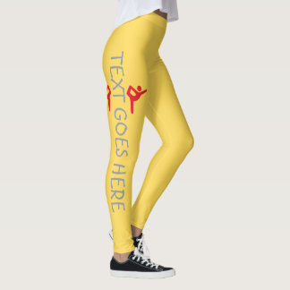 Aangepaste Turnnaam Ontwerp Over Mosterdgeel Leggings