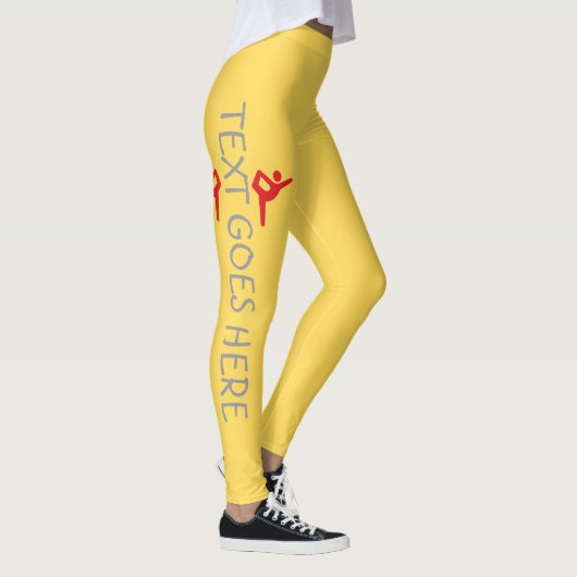 Aangepaste Turnnaam Ontwerp Over Mosterdgeel Leggings (Rechts)
