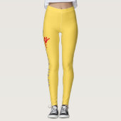 Aangepaste Turnnaam Ontwerp Over Mosterdgeel Leggings (Voorkant)