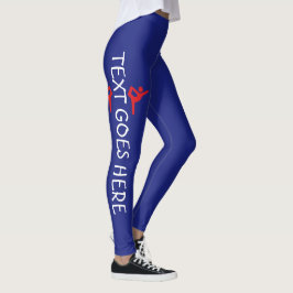 Aangepaste Turnnaam Ontwerp Over Navy Blauwe Leggings