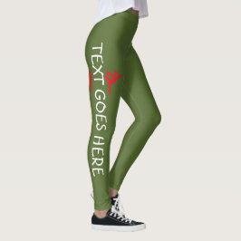 Aangepaste Turnnaam Ontwerp Over Olijfgroen Leggings