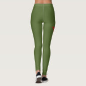 Aangepaste Turnnaam Ontwerp Over Olijfgroen Leggings (Achterkant)