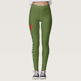 Aangepaste Turnnaam Ontwerp Over Olijfgroen Leggings