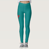 Aangepaste Turnnaam Ontwerp Over Turquoise Leggings (Voorkant)