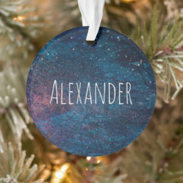 Aangepaste turqouise Galaxy Paint Sparkles Ornament