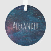 Aangepaste turqouise Galaxy Paint Sparkles Ornament (achterkant)