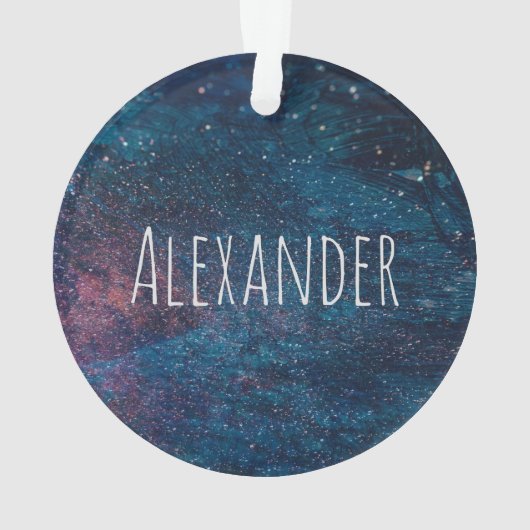 Aangepaste turqouise Galaxy Paint Sparkles Ornament (achterkant)