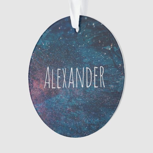 Aangepaste turqouise Galaxy Paint Sparkles Ornament (voorkant)