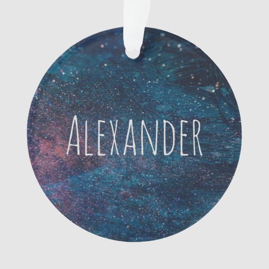 Aangepaste turqouise Galaxy Paint Sparkles Ornament (voorkant)