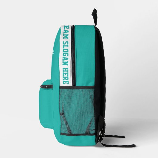 Aangepaste turquoise blauw Naam, Nummer, Team Spor Bedrukte Rugzak (Rechts)