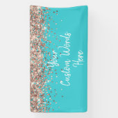 Aangepaste Turquoise Blauwe Roze Gouden Verjaardag Spandoek (Verticaal)