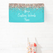 Aangepaste Turquoise Blauwe Roze Gouden Verjaardag Spandoek (Insitu)