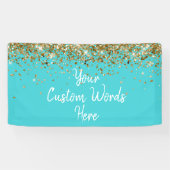 Aangepaste turquoise blauwe verjaardagsfeest fotoc spandoek (Horizontaal)