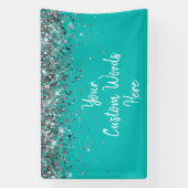 Aangepaste turquoise blauwe verjaardagsfeest fotoh spandoek (Verticaal)