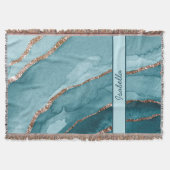 Aangepaste Turquoise Blauwgroen Gold Marble Agate Deken (Voorkant)