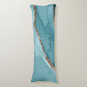 Aangepaste Turquoise Blauwgroen Gold Marble Agate Lichaamskussen (Voorkant Verticaal)