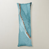 Aangepaste Turquoise Blauwgroen Gold Marble Agate Lichaamskussen (Achterkant (Verticaal))