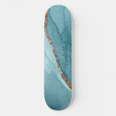 Aangepaste Turquoise Blauwgroen Gold Marble Agate Persoonlijk Skateboard (Voorkant)