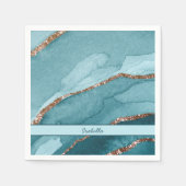 Aangepaste Turquoise Blauwgroen Gold Marble Agate Servet (Voorkant)