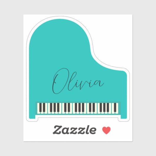 Aangepaste Turquoise Blue Grand Piano Gepersonalis Sticker (Vel)