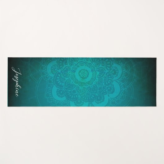 Aangepaste Turquoise Blue Mandala Yogamat (Voorkant (horizontaal))