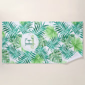 Aangepaste, turquoise- en groene tropische palmbla strandlaken (Voorkant)