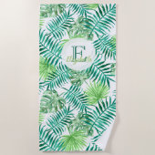 Aangepaste, turquoise- en groene tropische palmbla strandlaken (Voorkant)